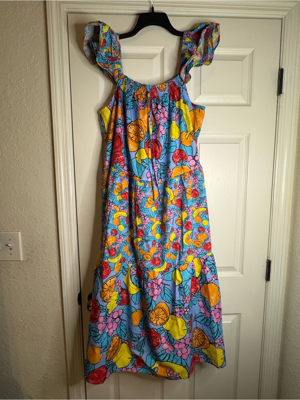 Girls' Light Blue Fruit & Floral Summer Dress
